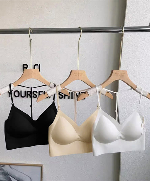 シームレスブラジャーノンワイヤー美背下着 単品ブラジャー Tストラップ付き 背中見せブラ 昼夜兼用ブラトップ セクシーランジェリー カップ付きインナーウェア 韓国 86MEIZIQI-046