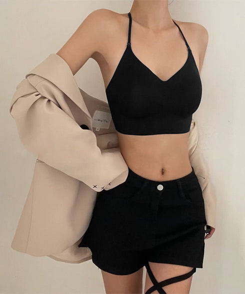 シームレスブラジャーノンワイヤー美背下着 単品ブラジャー Tストラップ付き 背中見せブラ 昼夜兼用ブラトップ セクシーランジェリー カップ付きインナーウェア 韓国 86MEIZIQI-046