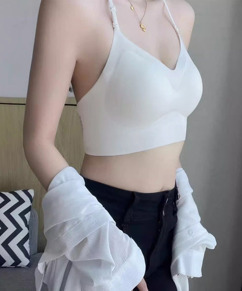 シームレスブラジャーノンワイヤー美背下着 単品ブラジャー Tストラップ付き 背中見せブラ 昼夜兼用ブラトップ セクシーランジェリー カップ付きインナーウェア 韓国 86MEIZIQI-046