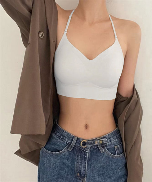 シームレスブラジャーノンワイヤー美背下着 単品ブラジャー Tストラップ付き 背中見せブラ 昼夜兼用ブラトップ セクシーランジェリー カップ付きインナーウェア 韓国 86MEIZIQI-046