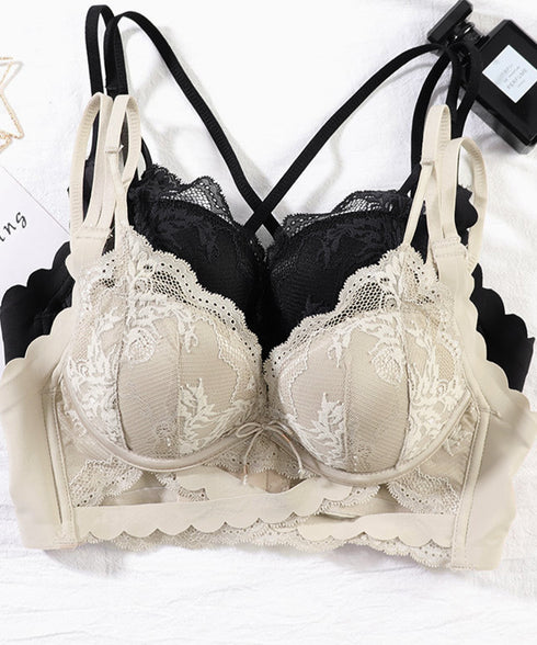 小胸ブラジャーショーツセットノンワイヤー ランジェリーセット 脇高花柄レースブラジャー下着セット セクシー 大人美胸 可愛いインナー バスト盛れるブラセット韓国風 86MEIZIQI-048