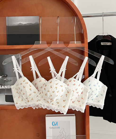 セクシーランジェリーセット ノンワイヤー レースブラジャーショーツセット 花柄刺しゅうブラセット バスト盛れる 谷間美胸 韓国風 可愛いアンダーウェア 脇スッキリ 86MEIZIQI-049