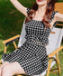 水着レディースフリルビキニ上下2点セット ギンガムチェックセパレート水着 スクエアネック ガーリータンキニ水着 おしゃれ 夏海プール水着 韓国風 ビスチェ風ビキニ 86MM-001