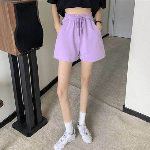 スウェットショートパンツ レディース春夏 ウエストゴム 韓国 ホットパンツ ハイウエスト ミニ丈 ボトムス ゆったり 短パン カジュアル スポーツパンツ短パン無地 86MSCJ-001