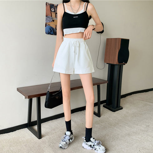 スウェットショートパンツ レディース春夏 ウエストゴム 韓国 ホットパンツ ハイウエスト ミニ丈 ボトムス ゆったり 短パン カジュアル スポーツパンツ短パン無地 86MSCJ-001