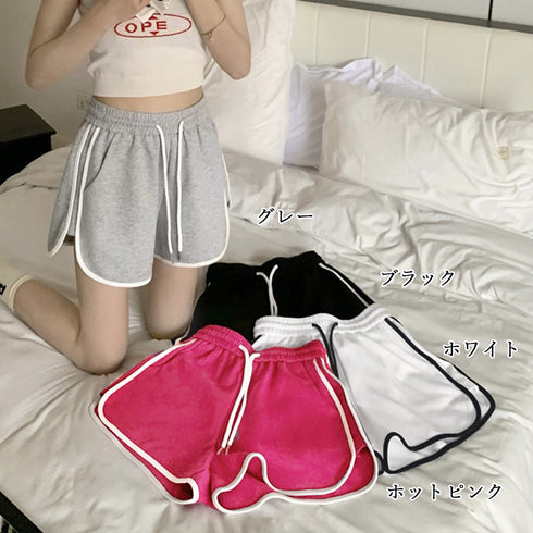 韓国ショートパンツ レディース スポーツ サイドラインショーパン ポケット付き 短パン 夏服運動着 スウェットパンツ おしゃれ ホットパンツ ルームウェア 部屋着 86MSCJ-002