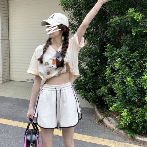 韓国ショートパンツ レディース スポーツ サイドラインショーパン ポケット付き 短パン 夏服運動着 スウェットパンツ おしゃれ ホットパンツ ルームウェア 部屋着 86MSCJ-002