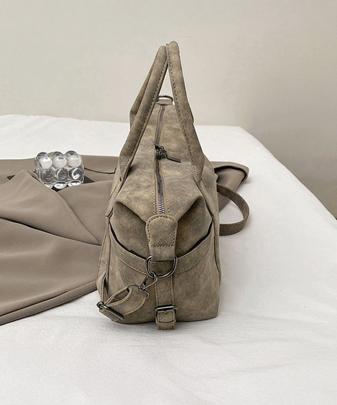 レトロトートバッグ 大容量 手提げバッグ レディース スエード調 ショルダーバッグ ヴィンテージ調 通勤通学バッグ 肩掛けかばん 韓国風 斜め掛けバッグ 手持ち鞄 86MXF-003