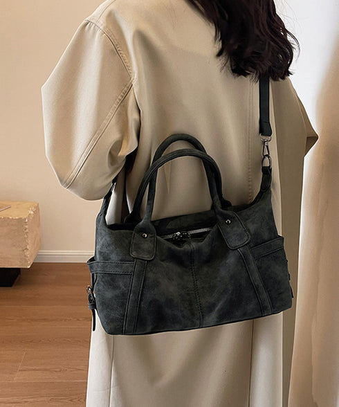 レトロトートバッグ 大容量 手提げバッグ レディース スエード調 ショルダーバッグ ヴィンテージ調 通勤通学バッグ 肩掛けかばん 韓国風 斜め掛けバッグ 手持ち鞄 86MXF-003