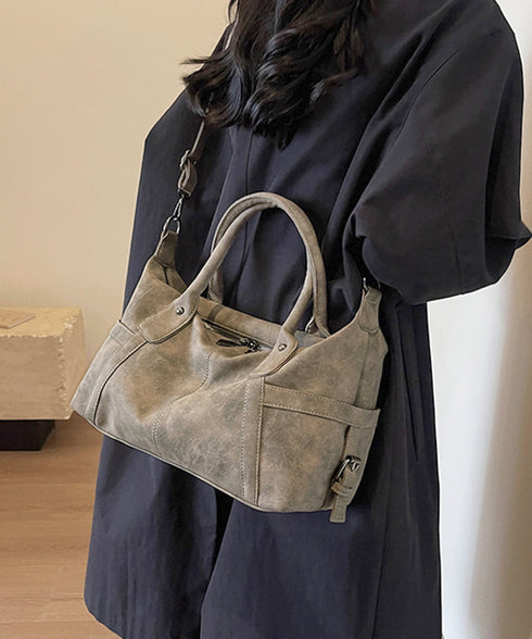レトロトートバッグ 大容量 手提げバッグ レディース スエード調 ショルダーバッグ ヴィンテージ調 通勤通学バッグ 肩掛けかばん 韓国風 斜め掛けバッグ 手持ち鞄 86MXF-003