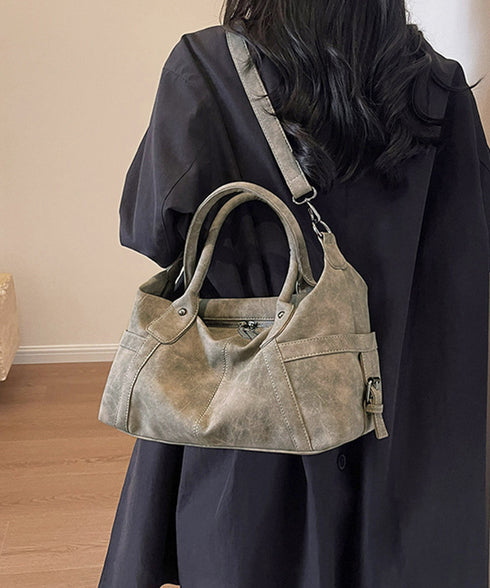 レトロトートバッグ 大容量 手提げバッグ レディース スエード調 ショルダーバッグ ヴィンテージ調 通勤通学バッグ 肩掛けかばん 韓国風 斜め掛けバッグ 手持ち鞄 86MXF-003