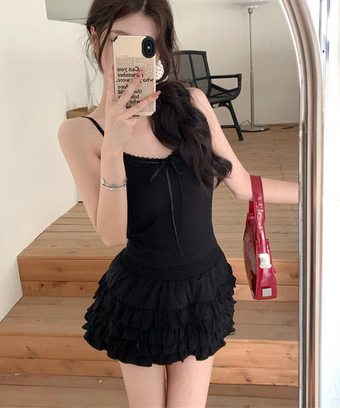 カップ付きキャミソールレーストリムキャミ レディース フロントリボンリブキャミ 着回し肌着 フィット ブラトップ おしゃれインナートップス フェミニン ブラキャミ 86MXUANBN-005