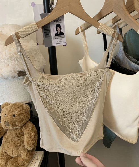 レース切替キャミソールカップ付きインナー インナーキャミソールレディース スクエアネックインナートップス フェミニンブラキャミ ブラ一体型ブラトップ 細肩紐キャミ 86MXUANBN-006