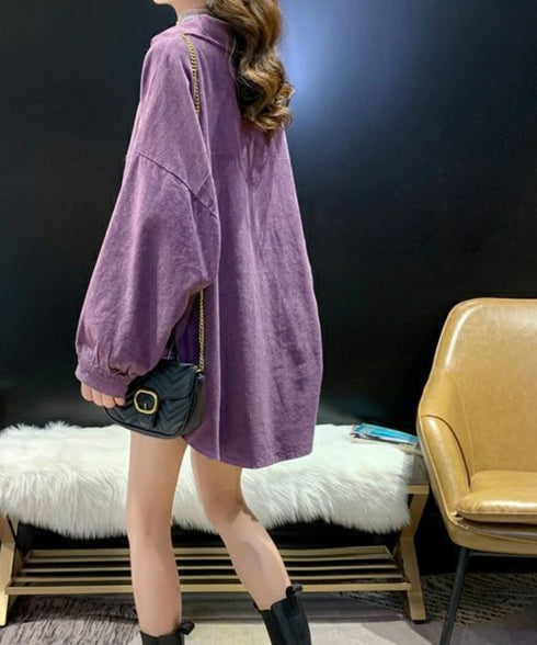 コーデュロイシャツ レディース長袖シャツ 秋冬ロングシャツカーディガン ゆったり ドロップショルダー コーデュロイチュニック体型カバー羽織り ライトアウター着やせ 86MYGL-001