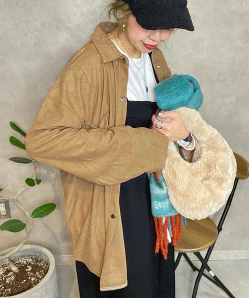 コーデュロイシャツ レディース長袖シャツ 秋冬ロングシャツカーディガン ゆったり ドロップショルダー コーデュロイチュニック体型カバー羽織り ライトアウター着やせ 86MYGL-001