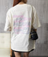 ロングtシャツ ビッグシルエットTシャツ ラウンドネックビッグtシャツ レディース プリント半袖Tシャツ ゆったり おしゃれカットソー グラフィック 五分袖ロゴT 86MYIMN-001