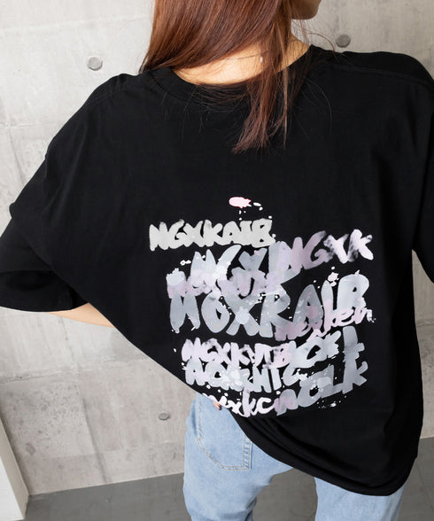 ロングtシャツ ビッグシルエットTシャツ ラウンドネックビッグtシャツ レディース プリント半袖Tシャツ ゆったり おしゃれカットソー グラフィック 五分袖ロゴT 86MYIMN-001