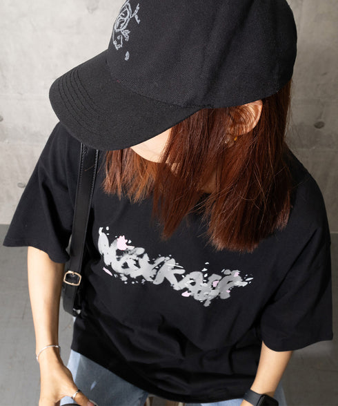 ロングtシャツ ビッグシルエットTシャツ ラウンドネックビッグtシャツ レディース プリント半袖Tシャツ ゆったり おしゃれカットソー グラフィック 五分袖ロゴT 86MYIMN-001