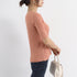 5分袖リブニット夏服トップス レディース 韓国風 冷感タッチ サマーニット Vネック ボートネック クルーネック夏トップス 無地 着やせ きれいめ 大人カットソー 86QIAOYI-001