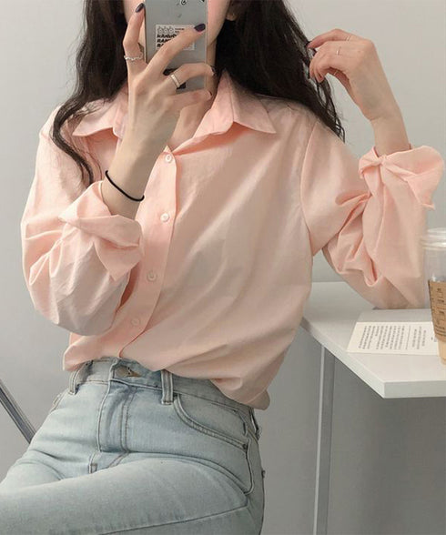 薄手シャツブラウス長袖レディース襟シャツ シンプル開襟カラーシャツ オフィスカジュアル ベーシック 襟付きシャツ重ね着 無地春夏トップス 10代20代30代40代 86QSSP-001