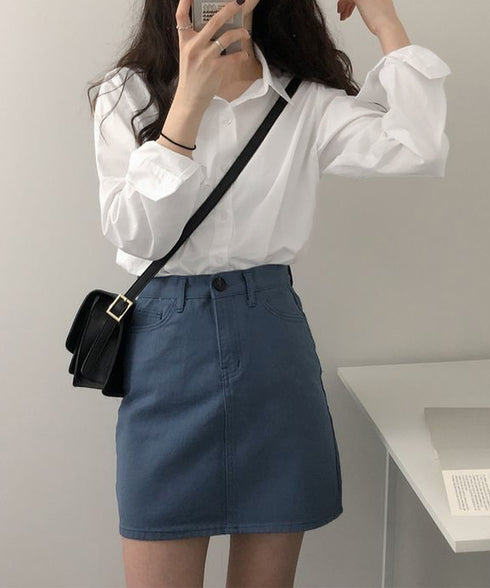 薄手シャツブラウス長袖レディース襟シャツ シンプル開襟カラーシャツ オフィスカジュアル ベーシック 襟付きシャツ重ね着 無地春夏トップス 10代20代30代40代 86QSSP-001