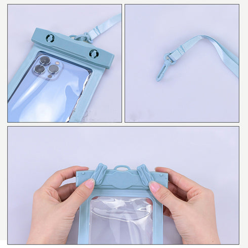 スマホ用防水ケース 水中撮影スマホポーチ 全機種対応 タッチ可 携帯防水ケース ネックストラップ付き クリア携帯カバー お風呂 水泳砂浜 スマートフォン防水ケース 86QZB-001