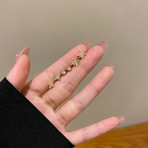 6個セットスタッドピアス スターバースト キラキラ 小ぶりピアス 両耳用 ジュエリー 女性 韓国アクセサリー シンプル かわいい 小物 痛くない 耳飾り 普段使い 86SENWAI-001