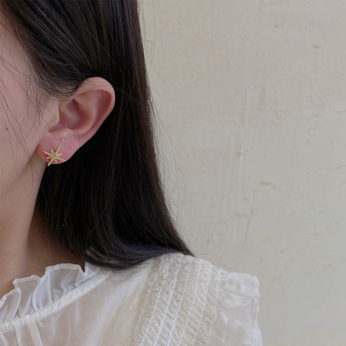 6個セットスタッドピアス スターバースト キラキラ 小ぶりピアス 両耳用 ジュエリー 女性 韓国アクセサリー シンプル かわいい 小物 痛くない 耳飾り 普段使い 86SENWAI-001