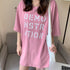 ロング ロゴtシャツ レディース 半袖 ロング ロゴtシャツ レディース 半袖 カットソー 体型カバー 英字プリントtシャツワンピース ゆったり トップス 86SHIZM-001