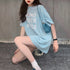 ロング ロゴtシャツ レディース 半袖 ロング ロゴtシャツ レディース 半袖 カットソー 体型カバー 英字プリントtシャツワンピース ゆったり トップス 86SHIZM-001