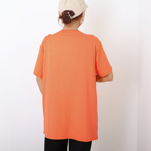 ロング ロゴtシャツ レディース 半袖 ロング ロゴtシャツ レディース 半袖 カットソー 体型カバー 英字プリントtシャツワンピース ゆったり トップス 86SHIZM-001
