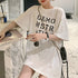 ロング ロゴtシャツ レディース 半袖 ロング ロゴtシャツ レディース 半袖 カットソー 体型カバー 英字プリントtシャツワンピース ゆったり トップス 86SHIZM-001