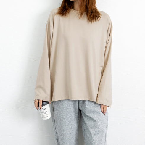ゆったり 着やせ 長袖プルオーバー 無地 ルーズTシャツ レディース カジュアルトップス 韓国ファッション おしゃれカットソー 重ね着 ロンティー ラウンドネック 86SHIZM-002