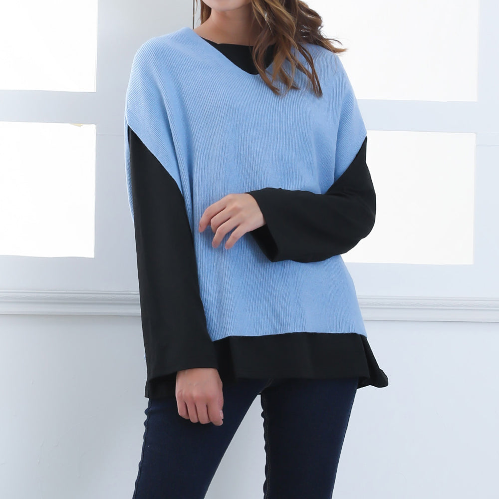 ゆったり 着やせ 長袖プルオーバー 無地
