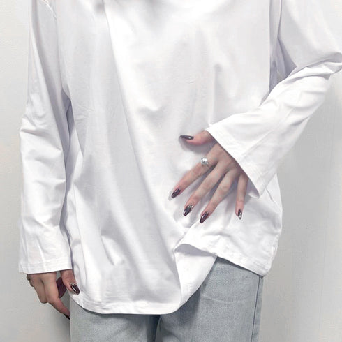 ゆったり 着やせ 長袖プルオーバー 無地 ルーズTシャツ レディース カジュアルトップス 韓国ファッション おしゃれカットソー 重ね着 ロンティー ラウンドネック 86SHIZM-002