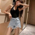 デニムショートパンツ ダメージレディース セクシー ミニデニムパンツ ハイウエスト カットオフ ジーンズ ホットパンツ おしゃれジーパン 美脚 脚長 着やせ 春夏 86SHUTIAN-001