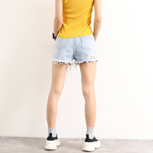 デニムショートパンツ ダメージレディース セクシー ミニデニムパンツ ハイウエスト カットオフ ジーンズ ホットパンツ おしゃれジーパン 美脚 脚長 着やせ 春夏 86SHUTIAN-001