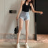 デニムショートパンツ ダメージレディース セクシー ミニデニムパンツ ハイウエスト カットオフ ジーンズ ホットパンツ おしゃれジーパン 美脚 脚長 着やせ 春夏 86SHUTIAN-001