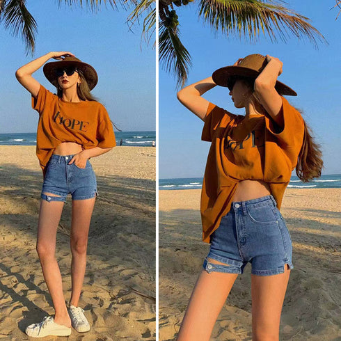 デニムパンツ ビーチショートパンツ着やせ ハイウエスト ミニ丈デニムパンツ おしゃれ レディース ホットパンツ 10代20代 カジュアル ボトムス セクシー 韓国 86SHUTIAN-003