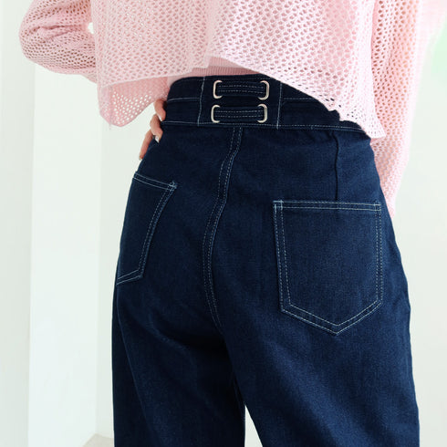 デニム ワイドパンツ ハイウエスト 脚長 おしゃれ ロングパンツ レディース カットオフ 美脚 ストレートパンツ 着やせ カジュアル ジーンズ ゆったり 春秋夏 86SIBOTE-001