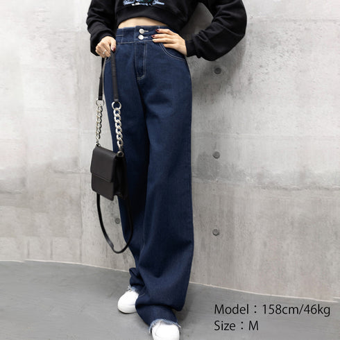 デニム ワイドパンツ ハイウエスト 脚長 おしゃれ ロングパンツ レディース カットオフ 美脚 ストレートパンツ 着やせ カジュアル ジーンズ ゆったり 春秋夏 86SIBOTE-001