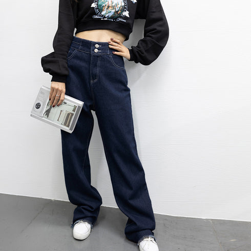 デニム ワイドパンツ ハイウエスト 脚長 おしゃれ ロングパンツ レディース カットオフ 美脚 ストレートパンツ 着やせ カジュアル ジーンズ ゆったり 春秋夏 86SIBOTE-001