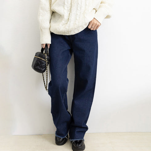 デニム ワイドパンツ ハイウエスト 脚長 おしゃれ ロングパンツ レディース カットオフ 美脚 ストレートパンツ 着やせ カジュアル ジーンズ ゆったり 春秋夏 86SIBOTE-001