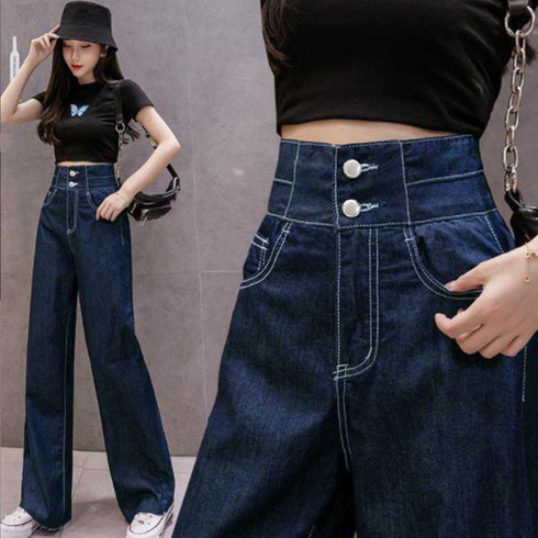 デニム ワイドパンツ ハイウエスト 脚長 おしゃれ ロングパンツ レディース カットオフ 美脚 ストレートパンツ 着やせ カジュアル ジーンズ ゆったり 春秋夏 86SIBOTE-001