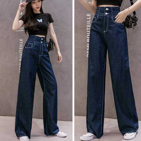 デニム ワイドパンツ ハイウエスト 脚長 おしゃれ ロングパンツ レディース カットオフ 美脚 ストレートパンツ 着やせ カジュアル ジーンズ ゆったり 春秋夏 86SIBOTE-001