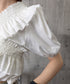 フリルブラウス シャーリングブラウス半袖 大人可愛い マルチウェイ 2WAY オフショルトップス フェミニン ショート丈ブラウス  韓国風 Vネックトップス 無地 86SIYOULI-001