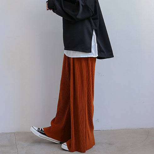 アコーディオンプリーツルーズワイドパンツ プリーツパンツ レディース カラーパンツ セルフカット大人カジュアル バギーパンツ リラックス フレアパンツ 全12色 86SSJL-001