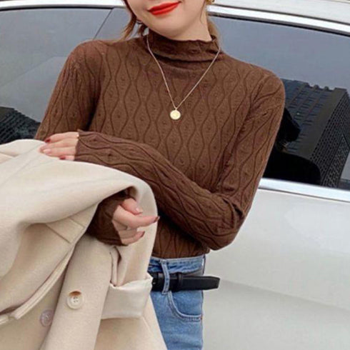 ニットトップス 秋冬プチハイネック 長袖 レディース おしゃれ ニットカットソー きれいめ ニットセーター プルオーバー オフィスカジュアル ニットウエア 韓国 86SSJL-015