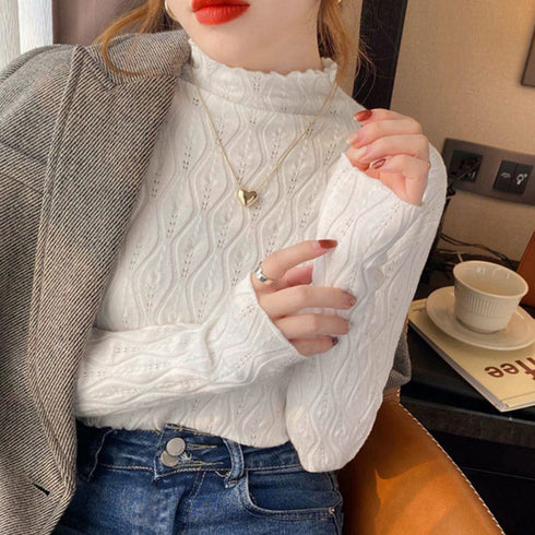 ニットトップス 秋冬プチハイネック 長袖 レディース おしゃれ ニットカットソー きれいめ ニットセーター プルオーバー オフィスカジュアル ニットウエア 韓国 86SSJL-015