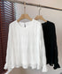 シャーリングブラウス 長袖トップス韓国風 袖シースルートップス レディース 裏地付き ギャザーブラウス 着やせ フェミニン重ね着インナー おしゃれプルオーバー春秋 86SSJL-019